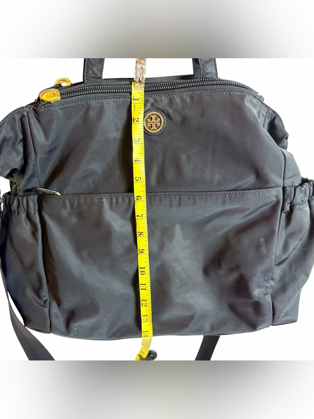 Tory Burch Scout Black Nylon Work Tote Crossbody Gold Hardware w/ TB Dust Cover - Picture 4 of 16